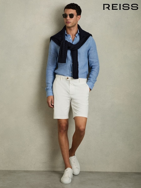 Reiss White Wicket Cotton Chino Shorts with Stretch (D76851) | AED562