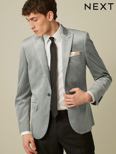 Light Grey Slim Velvet Blazer (D76888) | €17