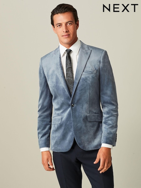 Blue Slim Velvet Blazer (D76899) | €16