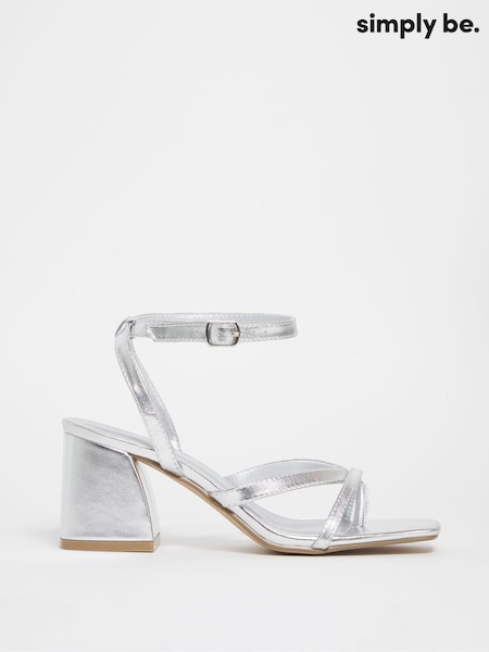 Simply Be Silver Extra Wide Fit Tubular Strappy Sandals (D76951) | €11