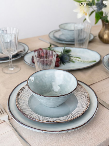 Dutch Rose Blue Set of 4 Dinner Plates 12 Piece Set (D77661) | €184