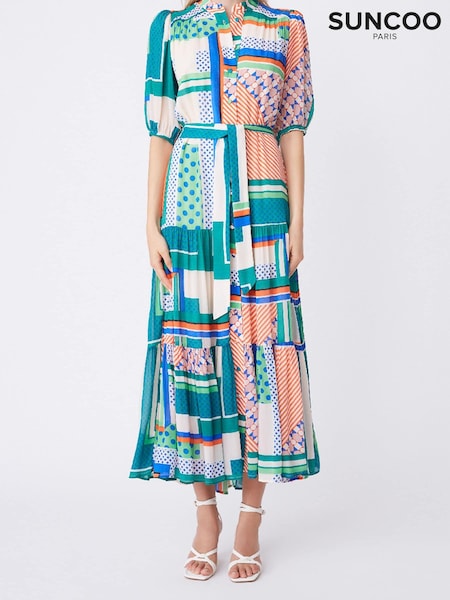 Suncoo Green Printed Maxi Dress (D77912) | €146