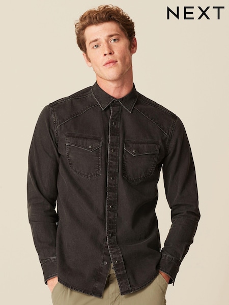 Noir - Denim Twin Pocket Long Sleeve Shirt (D78004) | € 6