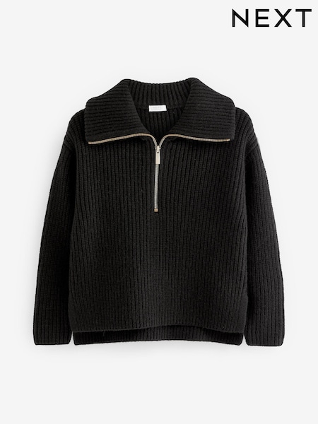Black Half Zip Boxy Jumper (3-16yrs) (D78138) | €6 - €7