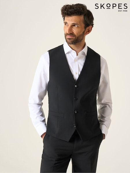 Skopes Black Single Breasted Wool Rich Darwin Suit Waistcoat (D78251) | €86