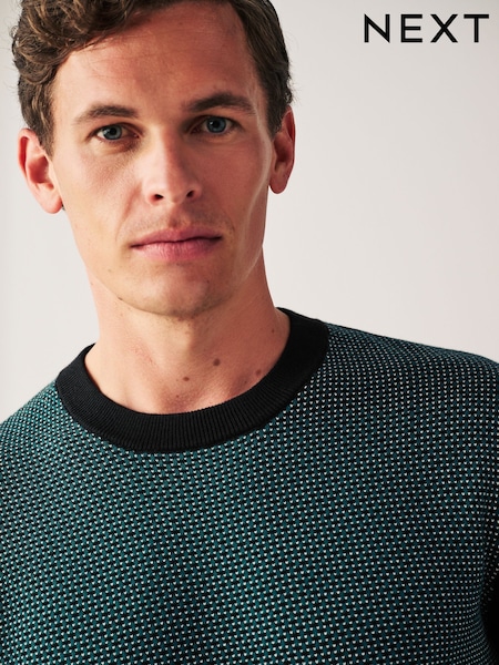 Green/Black Regular Geo Crew Jumper (D78374) | €6