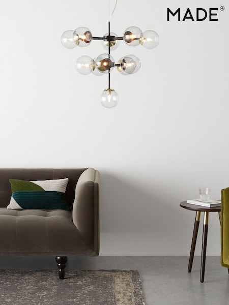 MADE.COM Black Antique Brass Globe Chandelier Ceiling Light (D78405) | €312