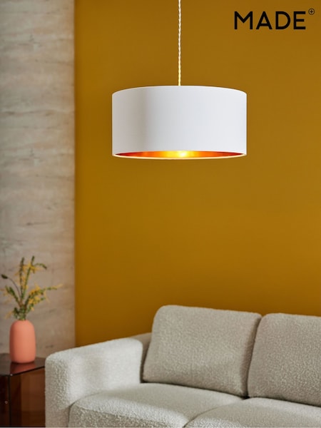 MADE.COM White Clay/Copper Oro Pendant Drum Lamp Shade (D78407) | €66