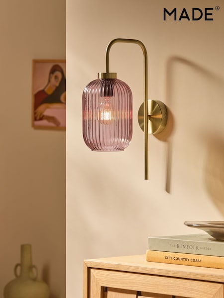 MADE.COM Pink Briz Antique Brass Wall Lamp (D78423) | €108