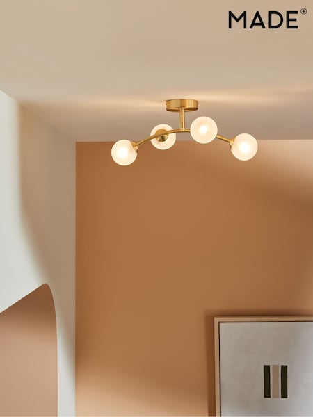MADE.COM Brass Fabia Flush Ceiling Light (D78427) | €121