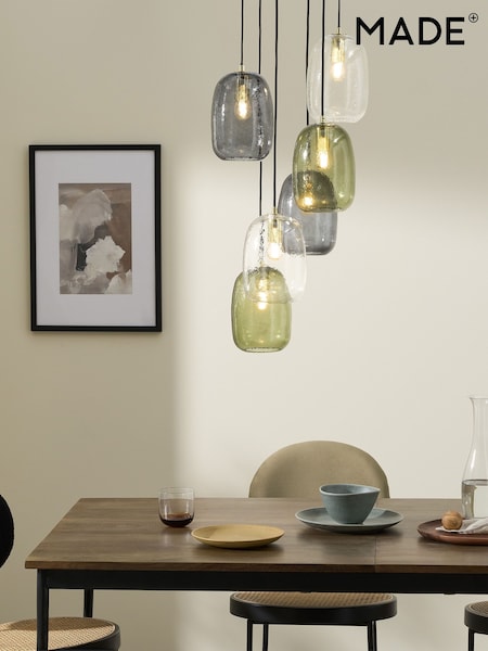 MADE.COM Multi Green Lykke 6 Light Cluster Chandelier Ceiling Light (D78443) | €367