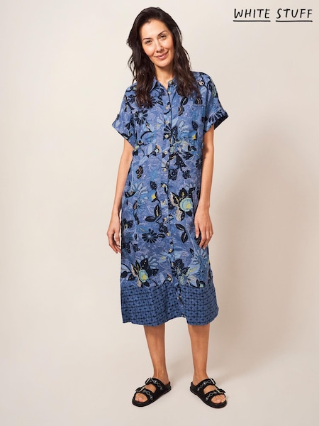 White Stuff Blue Reno Linen Shirt Dress (D78806) | €54