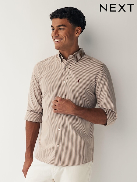 Natural 100% Cotton Stripe Long Sleeve Oxford Shirt (D78816) | AED140