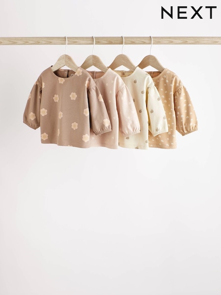 Čokoladno rjava/roza s potiskom - Baby Long Sleeve Tops 4 Pack (D78847) | € 18 - € 20