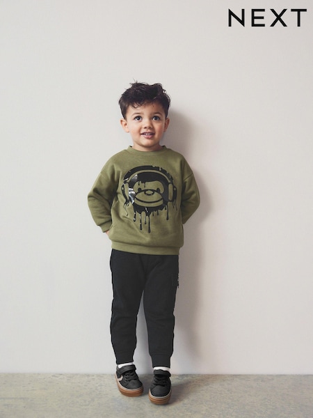 Kaki zelena/črna drippy opica - Character Sweatshirt and Joggers Set (3mths-7yrs) (D78958) | € 15 - € 18