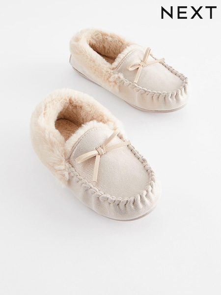 Champagne Gold Warm Lined Moccasin Slippers (D78985) | €9 - €11