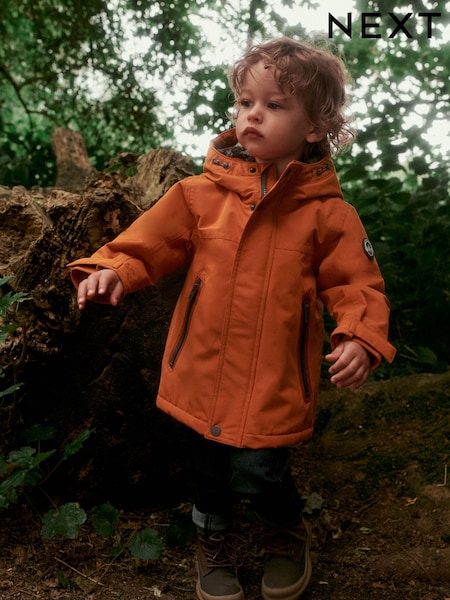 Orange Waterproof Teddy Borg Fleece Lined Coat (3mths-7yrs) (D79005) | €8 - €9