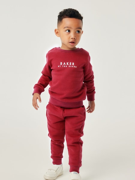 Burgundsko rdeča - Baker by Ted Baker 100% Cotton Sweatshirt & Joggers Set (D79029) | € 20 - € 21