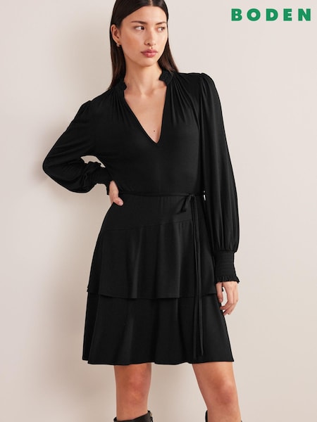 Boden Black Tiered Mini Jersey Dress (D79096) | € 64