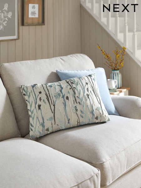 Duck Egg Blue Cut Velvet Floral Cushion (D79206) | €23