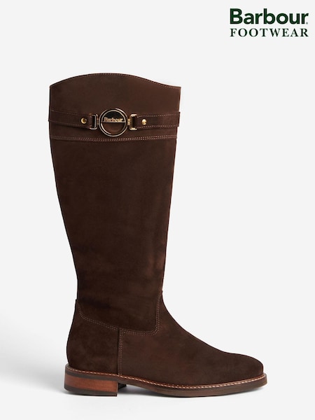 Barbour® Dark Brown Calmsden Buckle Detail Knee High Boots (D79418) | €69