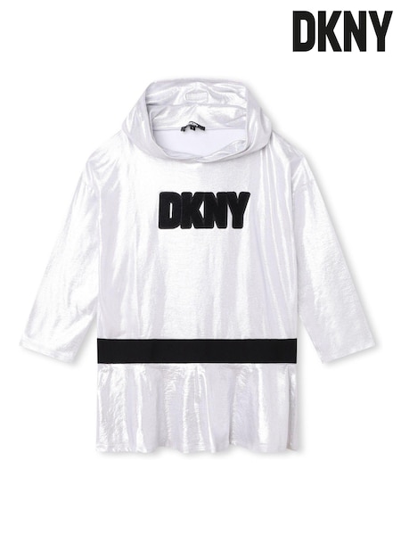 DKNY Silver Metallic Hooded Logo Dress (D79520) | 54 € - 66 €