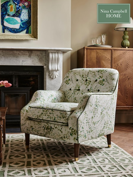 Nina Campbell Springtime Leaves Green Walton Accent Chair (D79540) | €568
