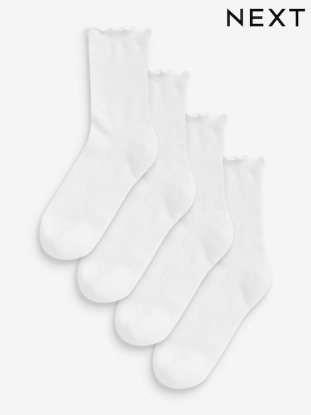 White Frill Top Cushion Sole Ankle Socks 4 Pack (D79598) | €17.50