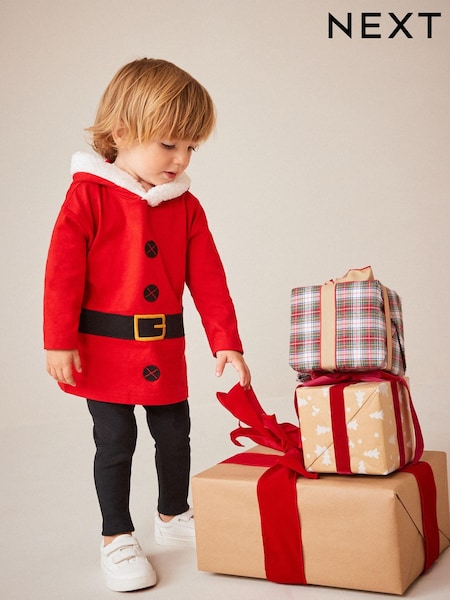 Red Santa Dress Up Long Sleeve Christmas T-Shirt (3mths-7yrs) (D79621) | €5 - €6
