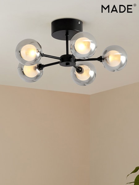 MADE.COM Smoke Grey 5 Light Flush Masako Light (D79624) | €243