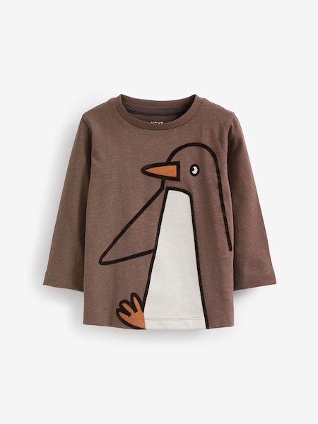 Brown Penguin Long Sleeve Character T-Shirt (3mths-7yrs) (D79726) | €3.50 - €5