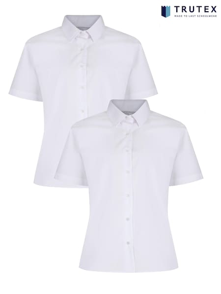 Trutex Girls 2 Pack Short Sleeve Non Iron White School Shirts (D79799) | € 14 - € 16