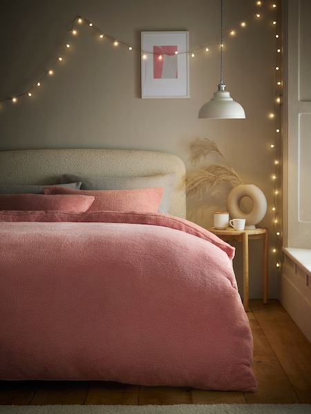 Pink Teddy Borg Fleece Duvet Cover And Pillowcase Set (D79809) | €17 - €40