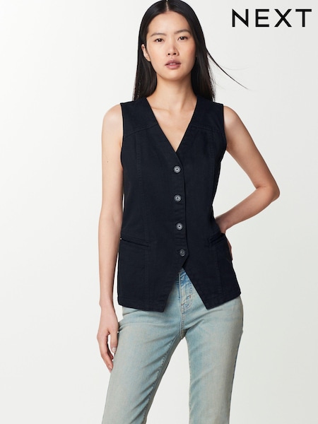 Black Cotton Waistcoat (D80002) | €10