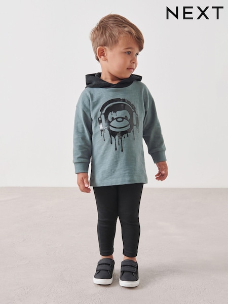 Blue/Black Long Sleeve Hoodie and Leggings Set (3mths-7yrs) (D80284) | €8 - €10