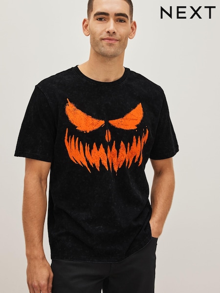 Pumpkin Face Black Halloween T-Shirt (D80318) | €7.50