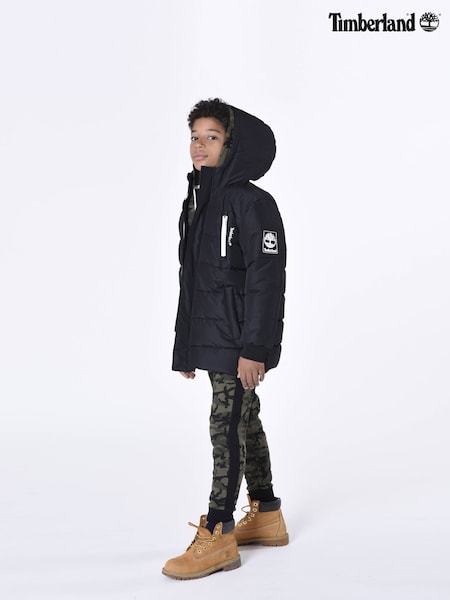 Timberland Black Hooded Logo Parka Coat (D80416) | 8,712 UAH - 10,634 UAH