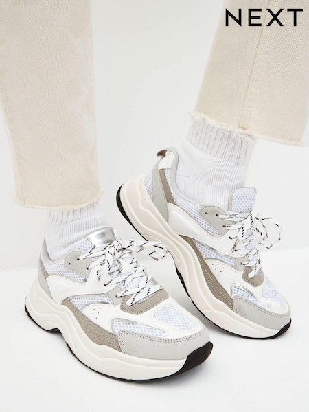 White Forever Comfort® Chunky Sole Lace Up Trainers (D80439) | €26.50