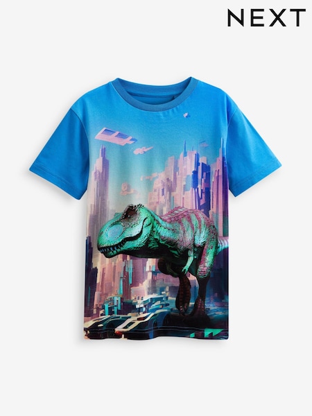 Blue 3D T-Rex City Scape Printed T-Shirt (3-16yrs) (D80446) | €9 - €14