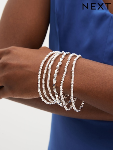 Silver ton - Sparkle Stretch Bracelets Pack (D80588) | kr200