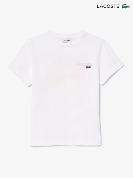 Weiß - Lacoste Childrens Pastel Graphic Logo Back Print T-Shirt (D80625) | 27 € - 31 €