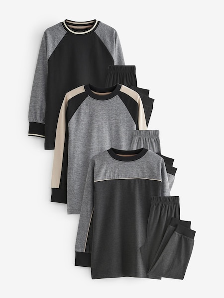 črna/bela - 3 Pack 100% Cotton Long Sleeve Pyjamas (3-16yrs) (D80632) | € 32 - € 39