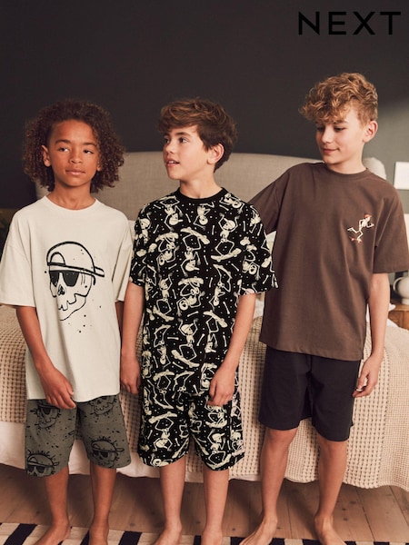 Enobarvno okostje - Short Pyjamas 3 Pack (3-16yrs) (D80635) | € 25 - € 31
