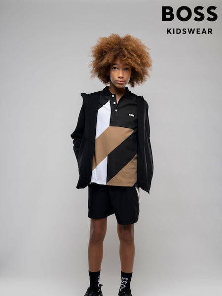 BOSS Brown Geometric Printed Logo Polo Shirt (D80706) | €45 - €51