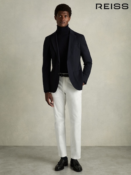 Reiss White Pitch Slim Fit Washed Cotton Blend Chinos (D80815) | €128