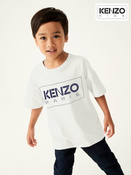 Kenzo Kids Unisex Cream 100% Cotton Logo T-Shirt (D80841) | €33 - €36