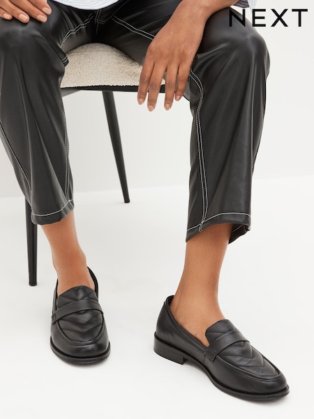 črna - Forever Comfort® Leather Quilted Loafers (D81473) | € 25