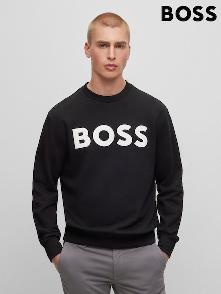 BOSS Black Large Logo French Terry Crew 100% Cotton Neck Sweatshirt (D81508) | €79