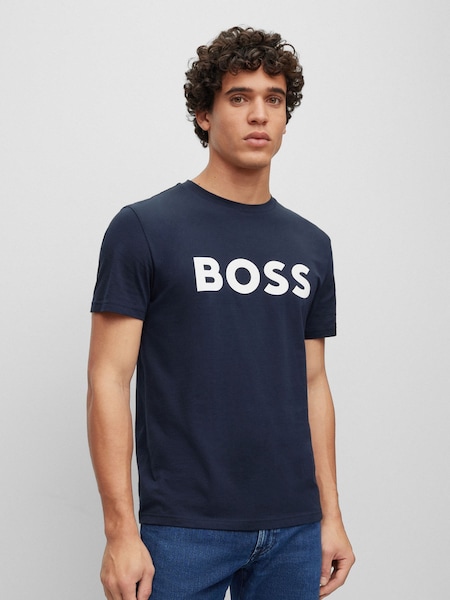 BOSS Dark Blue/White Logo Large Chest Cotton T-Shirt (D81579) | €27