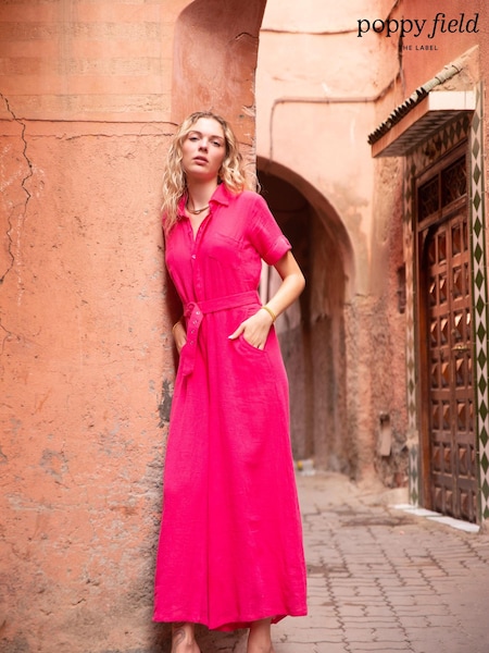Poppy Field Tanya Pink Belted Wide Leg Jumpsuit (D81744) | €138